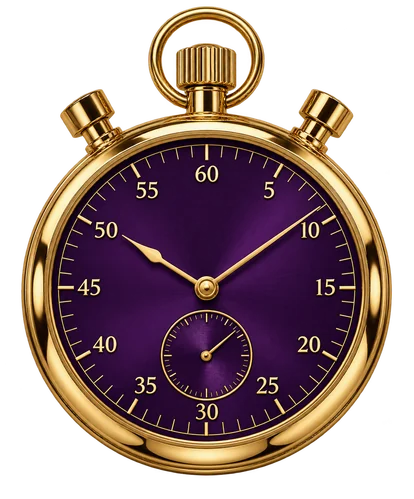 Gold stopwatch with a purple face, a reminder to time your sessions