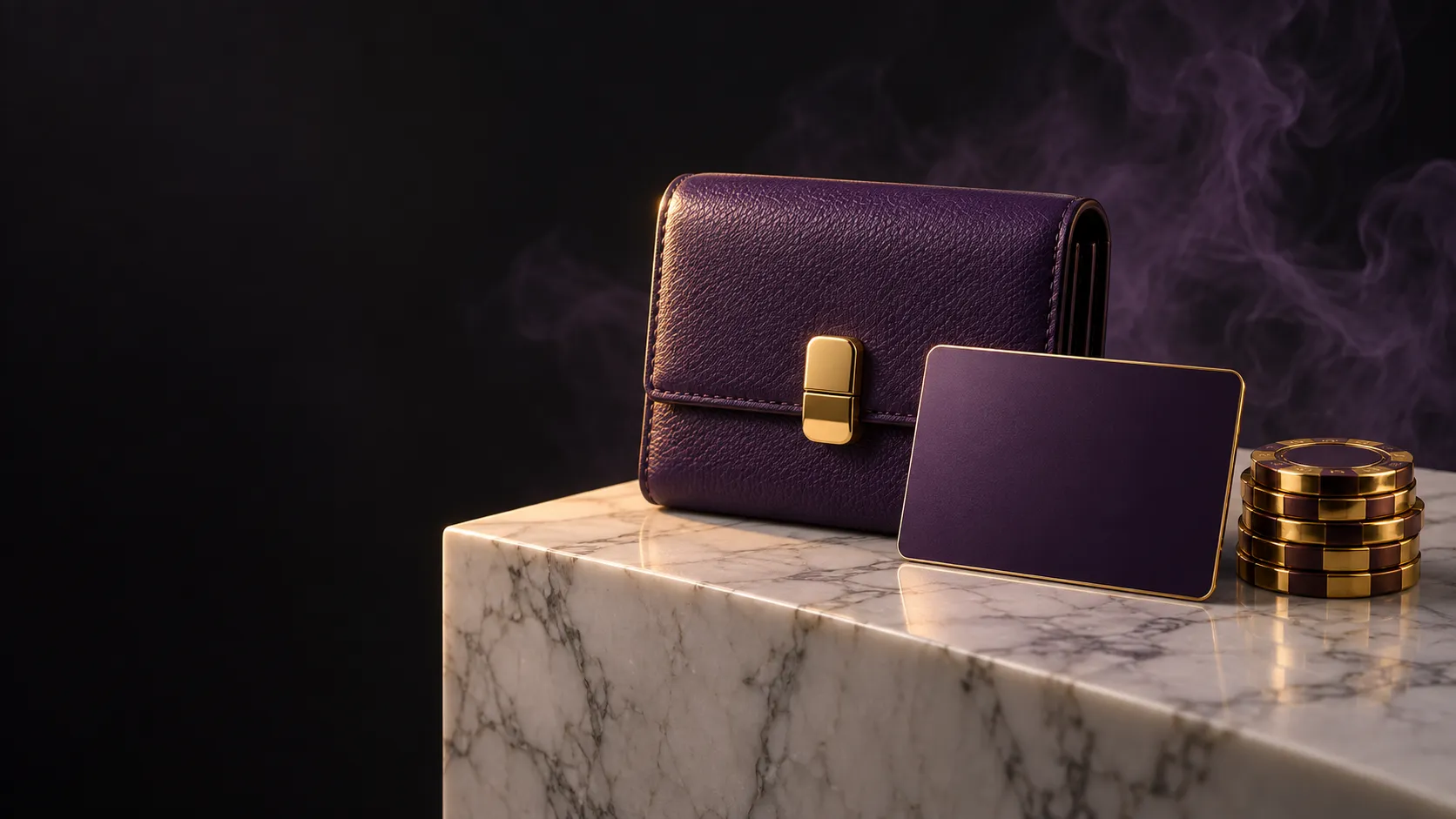 Leather wallet on a plinth, a still life for the withdrawal steps