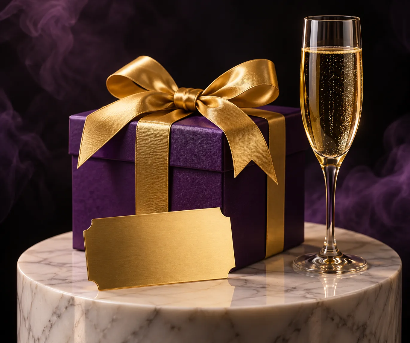 Pedestal holding a gift box and a ticket, the moment a deposit step is claimed