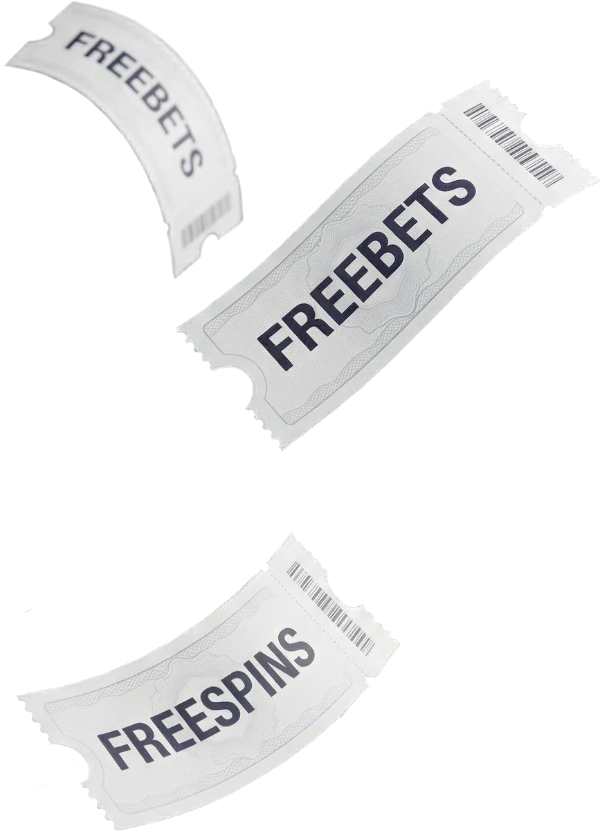 Paper tickets marked free bets and free spins