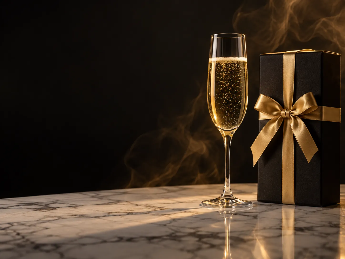 Champagne served for a toast, waiting until the terms have been read